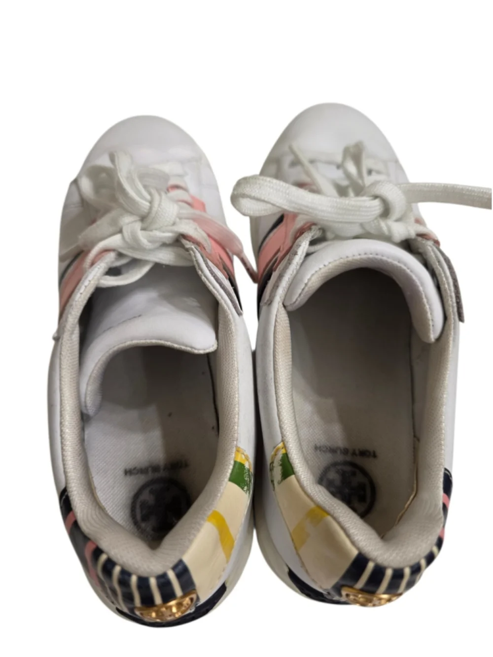 Women's Tory Burch Leather Sneakers, White and Pink Size 8